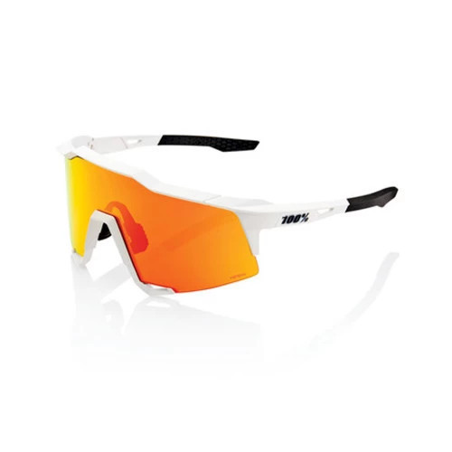 100% Speedcraft Baseball Sunglasses Soft Tact Off White w/ HiPER Red Lens
