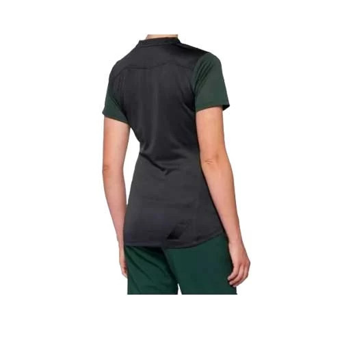 100% RIDECAMP Womens Short Sleeve Jersey Charcoal/Forest Green 2