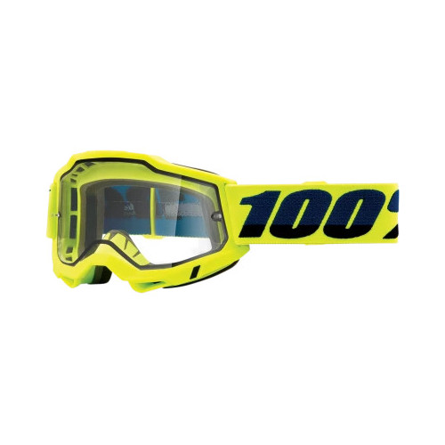100% ACCURI 2 Enduro Moto Goggle Fluo Yellow - Clear Dual Lens
