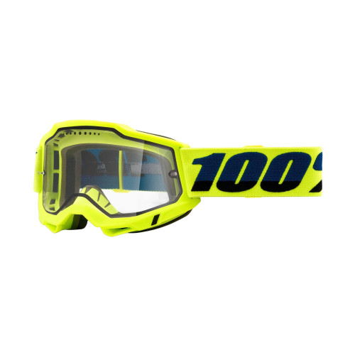 100% OCHELARI 100% ACCURI2 Goggle Fluo Yellow Clear Vented Dual Lens