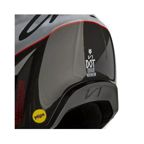 FOX YTH V1 ATLAS HELMET [GRY/RD]