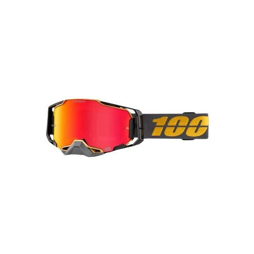 100% OCHELARI 100% ARMEGA Falcon5 BLACK/GOLD HiPER Red Mirror Goggles