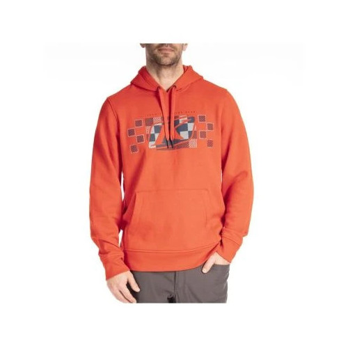 KLIM Checkered Banner Pullover Hoodie Fiery Red - Dress Blues