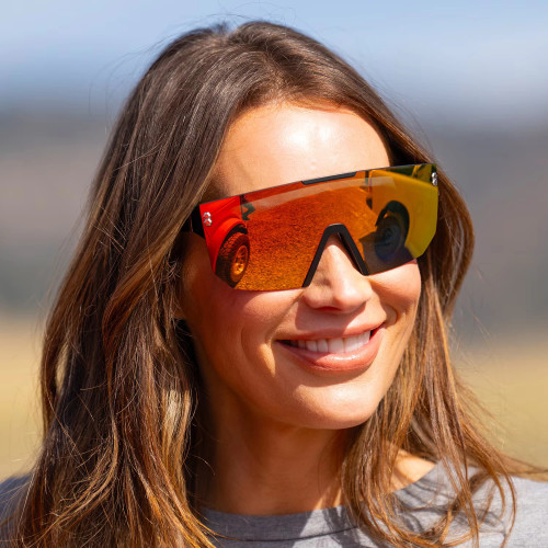 Muffler Sunglasses Matte Black - Smoke Red Mirrored 2