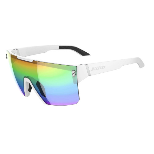 Muffler Sunglasses Matte White - Smoke Oil Slick Mirrored