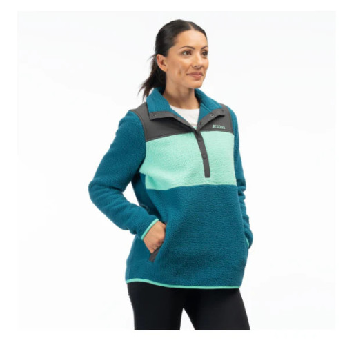 High Pile Mountain Fleece Pullover Deep Lagoon - Electric Green