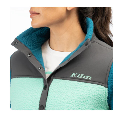 High Pile Mountain Fleece Pullover Deep Lagoon - Electric Green