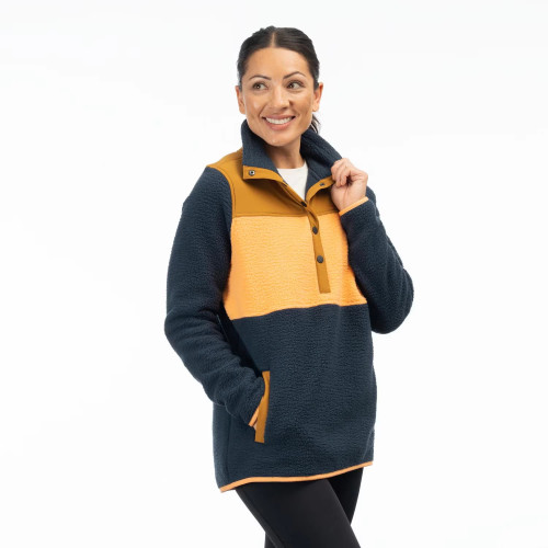 High Pile Mountain Fleece Pullover Dress Blues - Mock Orange