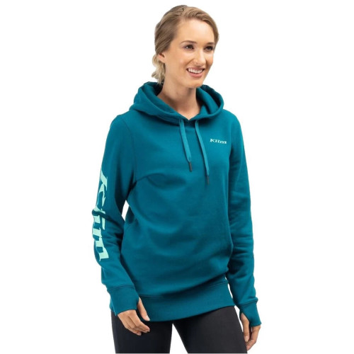 Mariposa Long Pullover Hoodie Deep Lagoon - Electric Green