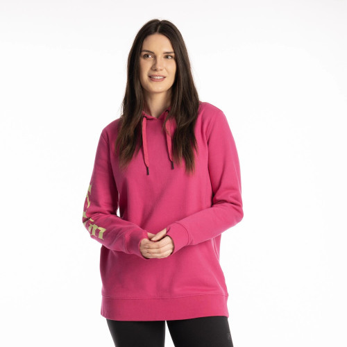 Mariposa Long Pullover Hoodie Fuchsia Red - Shadow Lime