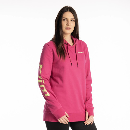 Mariposa Long Pullover Hoodie Fuchsia Red - Shadow Lime