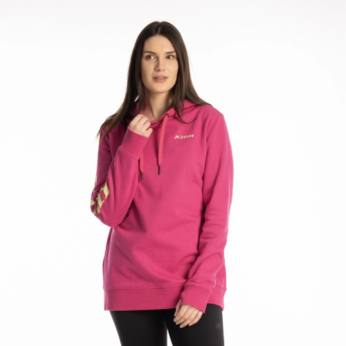 Mariposa Long Pullover Hoodie Fuchsia Red - Shadow Lime