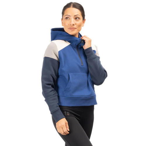 Huntley Pullover 1/4 Zip Crop Hoodie Mazarine Blue - Dress Blues