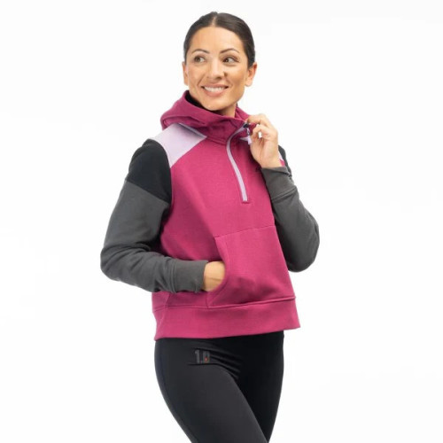 Huntley Pullover 1/4 Zip Crop Hoodie Raspberry Radiance - Asphalt