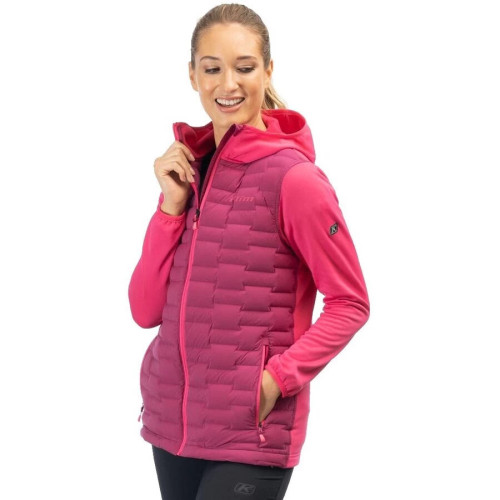 Luna Stretch Down Hybrid Hoodie Raspberry Radiance - Punch Pink
