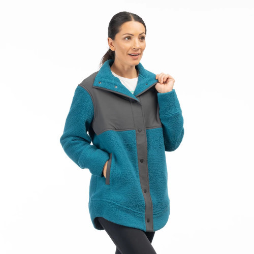 Mountain Sherpa Fleece Jacket Deep Lagoon - Electric Green