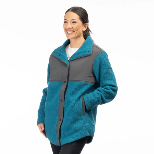 Mountain Sherpa Fleece Jacket Deep Lagoon - Electric Green